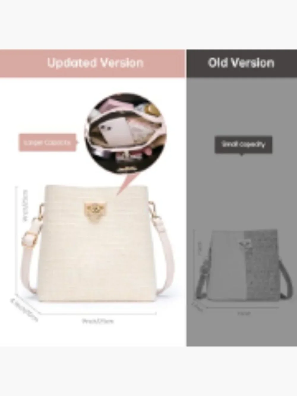 Vegan Leather Bucket Crossbody Purse with Multi Pockets for Women Fashion